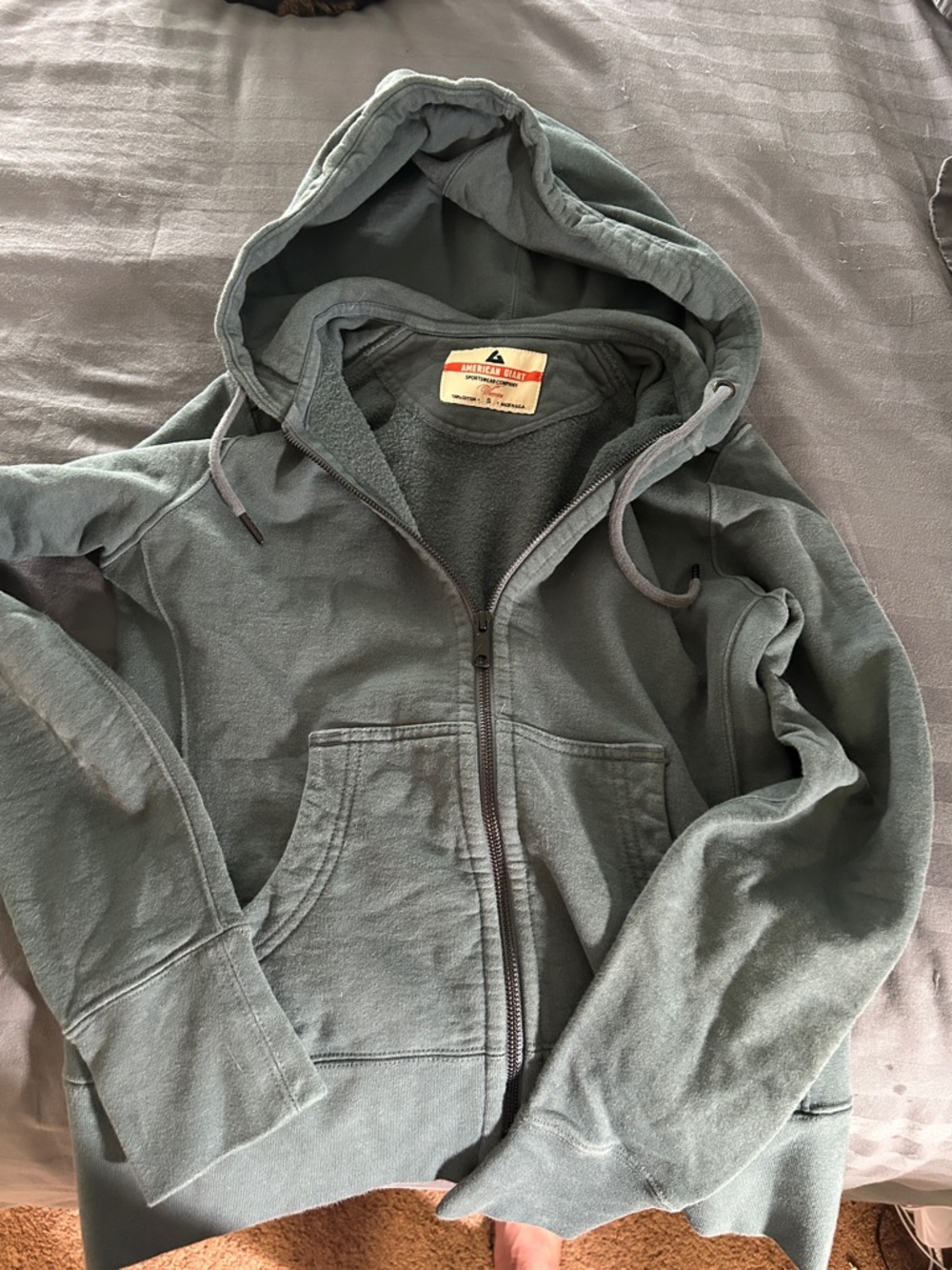 American Giant Olive Green Full-Zip Hoodie